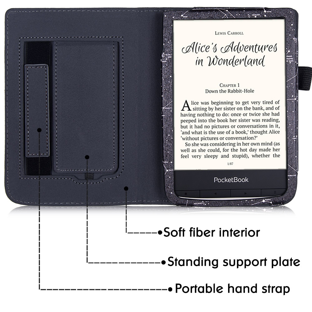 PocketBook – livre de poche tactile HD 3/5/Basic Lux 2/PocketBook Basic 4/Pocketbook, étui de 633 couleurs avec support/repose-main