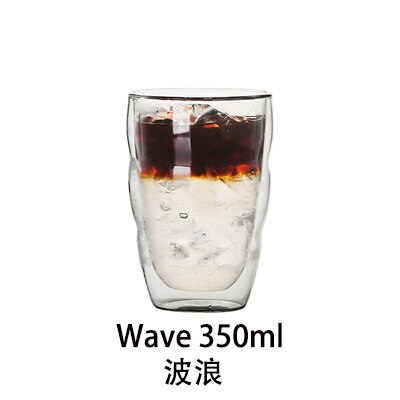 Borosilikatväggar kaffe/te/drycker glas kopp snapsglas - dubbelvägg isolerade latte glas espressokaffemuggar: 350ml våg