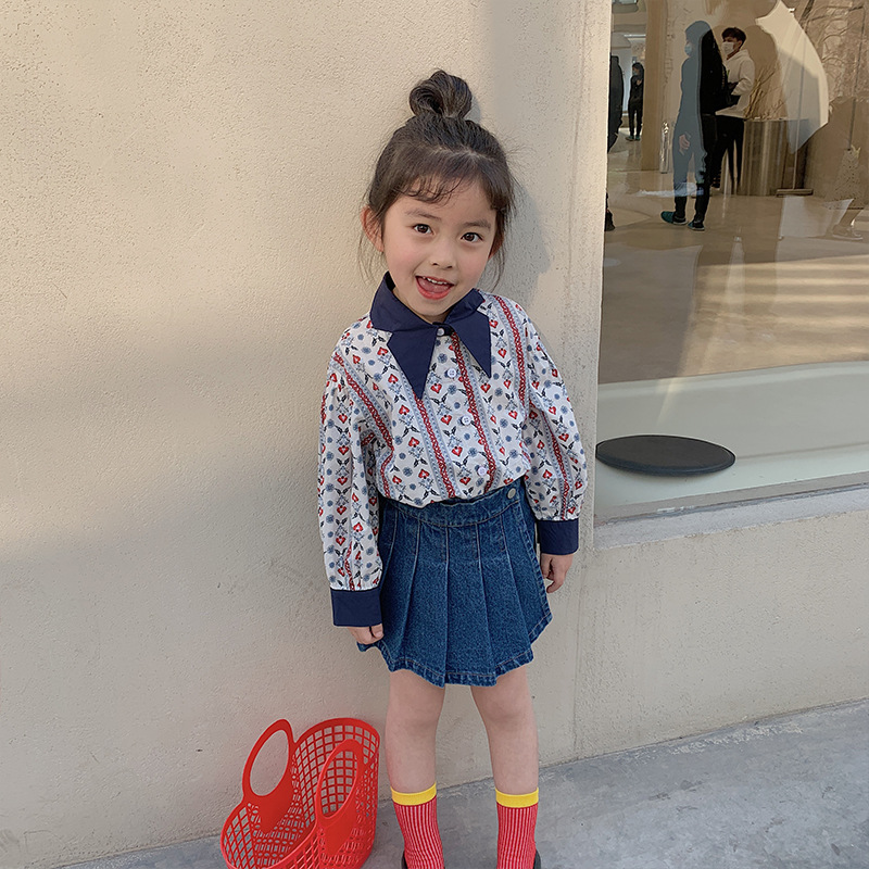 Meisjes Denim Rok Broek Zomer Kinderen Koreaanse Geplooide Shorts Buitenlandse Broek Tij