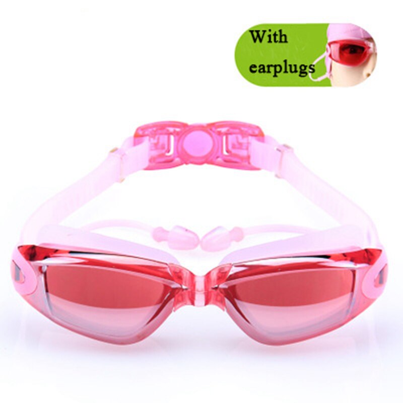 Swimming Goggles Myopia Waterproof Anti-fog UV Swim Diving Glasses Underwater Silicone Coating Dive Goggles: pink
