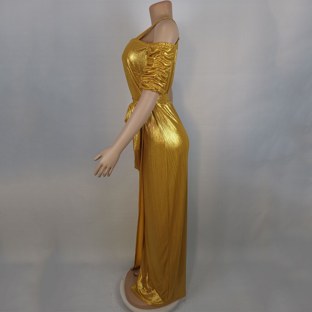 MD Split Sexy Dresses For Women Party African Glitter Gold Maxi Dress Party Gown Slim Dashiki Ladies Clothing European
