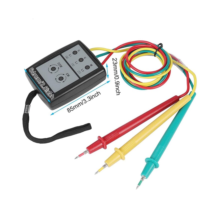 Portable Sequence Tester, SP8030 Digital Phase Rotation Indicator LED Buzzer Phase Sequence Meter