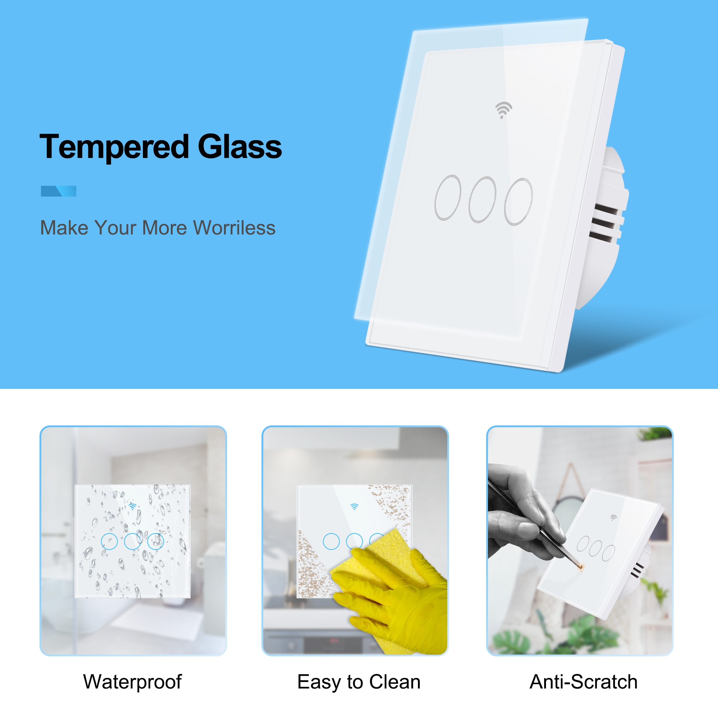 Tuya Smart Wifi Touch Light Switch, Neutrale Draad Vereist Schakelaar Eu 1 2 3 Gang, werken Met Alexa Google Thuis Geen Hub Nodig