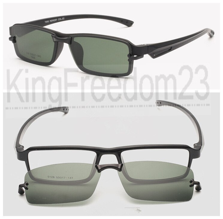 Mænd sport med clips  tr90 brillestel solbrille kørebriller: Mat sort