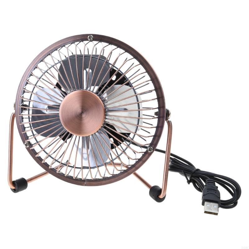 920L 4/6inch USB Desk Fan Portable Table Cooling Fan Adjustable 360 Degree Rotatable Metal Quiet Electric Fan for Home: Orange