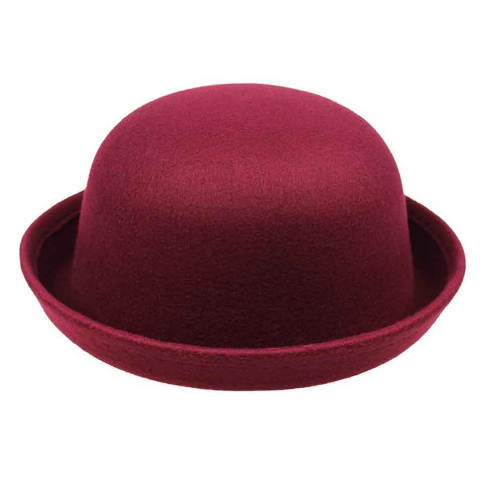 Parent-child Fedora Hat Kids' Round Top Hat Dome Cap Children Dress Hats Felt Hats Wool Felting Bowler Hat For Mom and Baby: C0211-5 / M
