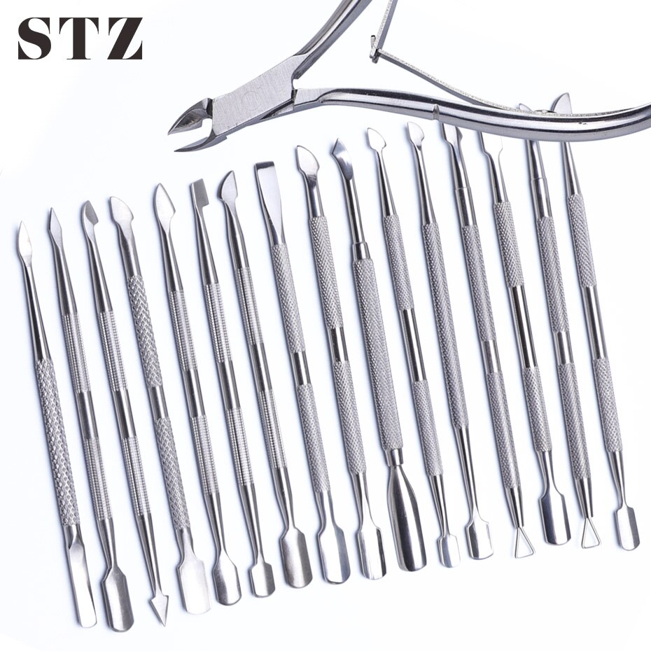 STZ-cortauñas de acero inoxidable para cutículas, cortador de cutículas, removedor de esmalte, recortador de piel muerta, herramientas de manicura, A17