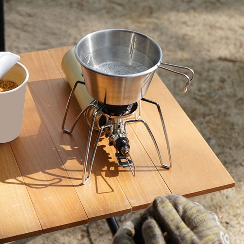 530ml Edelstahl Camping Tasse mit Skala Kochgeschirr Einfache Lagerung Einfach zu Bedienen und Sauber Bequem zu Verwenden für Camping