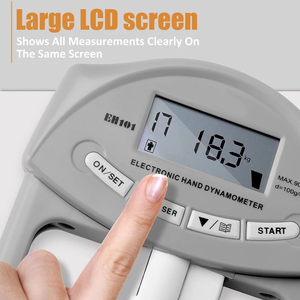 90kg/200 pounds Digital LCD Dynamometer Hand Grip Power Fitness Measurement Strength Training Mucle Developer for Body Building
