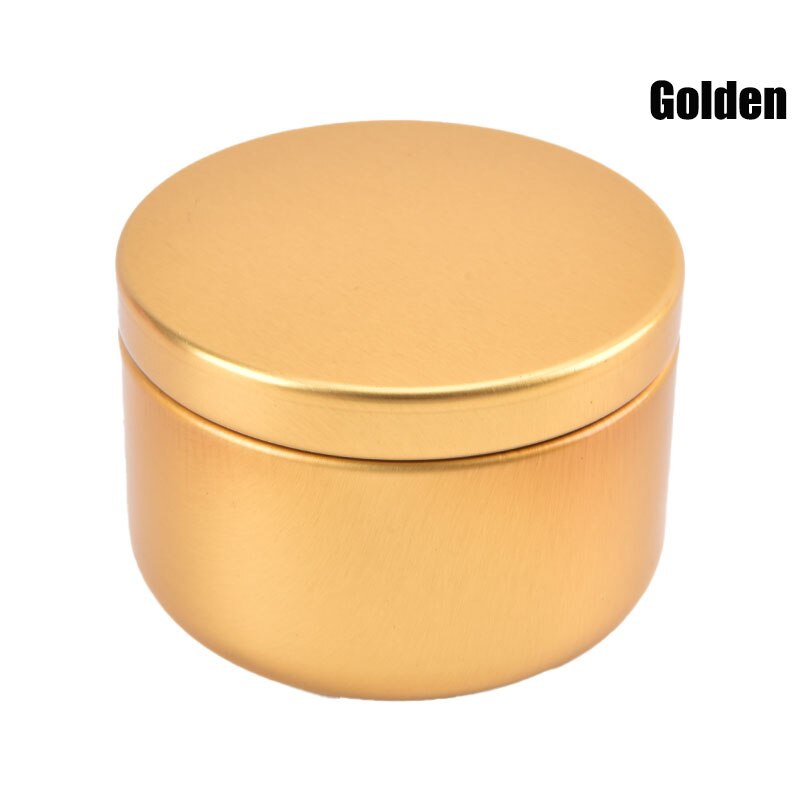 1Pcs Kaars Tin Ronde Metalen Blikken Doos Kaars Tin Aluminium Jar Opslag Reizen Blikken Ronde Metalen Blikken Kaars Containers kaars Potten: Golden