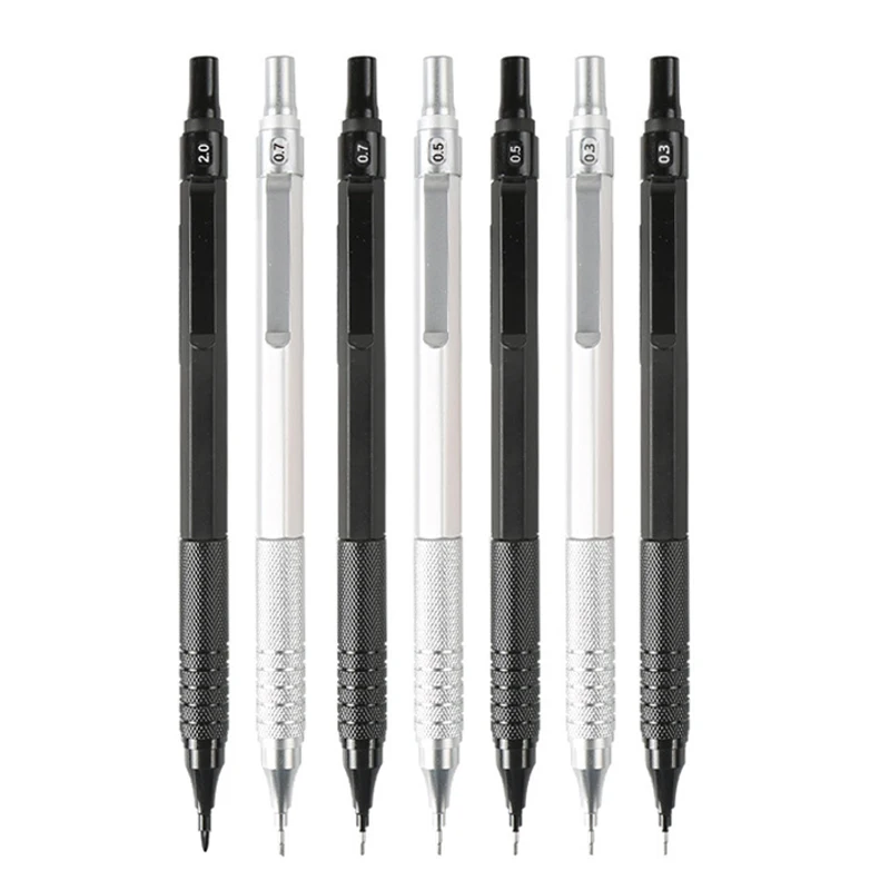 Lápiz mecánico de 0,3/0,5/0,7/2,0mm, centro de gravedad bajo, dibujo de Metal, lápiz especial, suministros de arte para escritura escolar y de oficina, 1 ud.