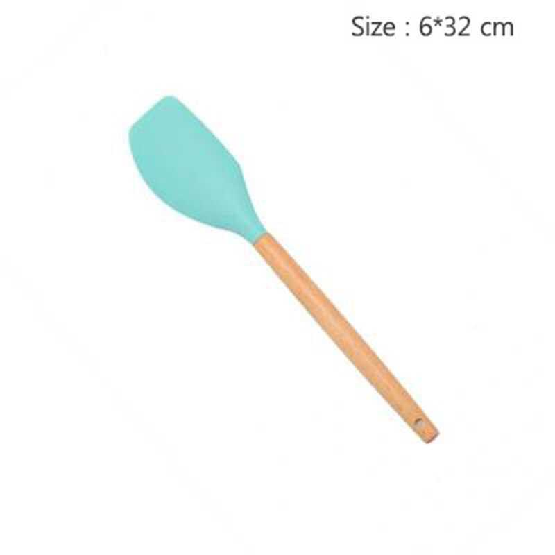 Silicon Kitchen Utensil Set 11 Pieces Kitchenware Set with Wooden Handle Nonstick Cookware Green Kitchen Tools: 2