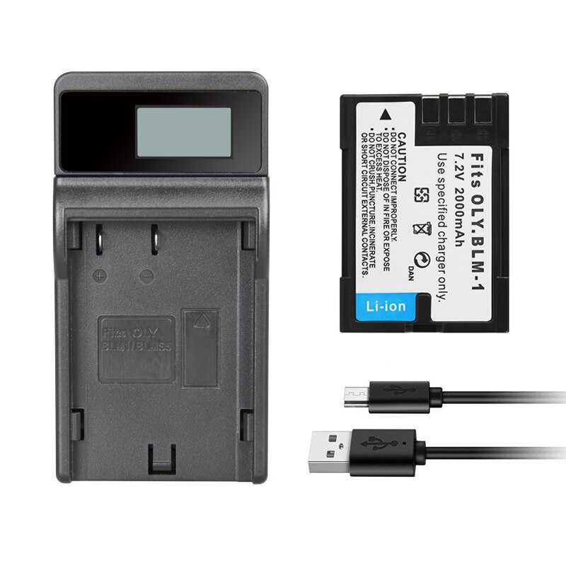 Ps-blm 1 batterikamera 2000 mah til olympus c -5060 c-7070 c-8080 e-30 e-300 e-330 e-500 e-510 e-520 e3 e30 blm 1 8.4v lader: Pakkekombinasjon 2