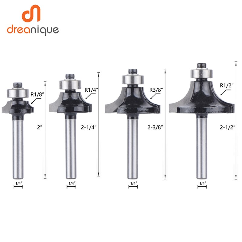 5x 1/4″ Schaft-Fräser Set – Gehrungsfräser Für Holz, YG6 Hartmetall, Für Schranktüren & Kantenbearbeitung