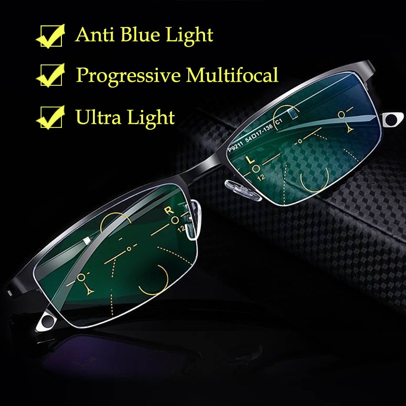 Progressive Glasses Anti Blue Ray Multifocal Reading Eyeglasses Presbyopic Spectacles Unisex Glasses Frame