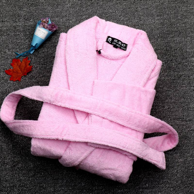 Cotton Winter Bathobes Men Warm Robe Long Mens Bathrobe Male Dressing Gown Homewear Pijama Male Kimono robe Size XL: PINK / L