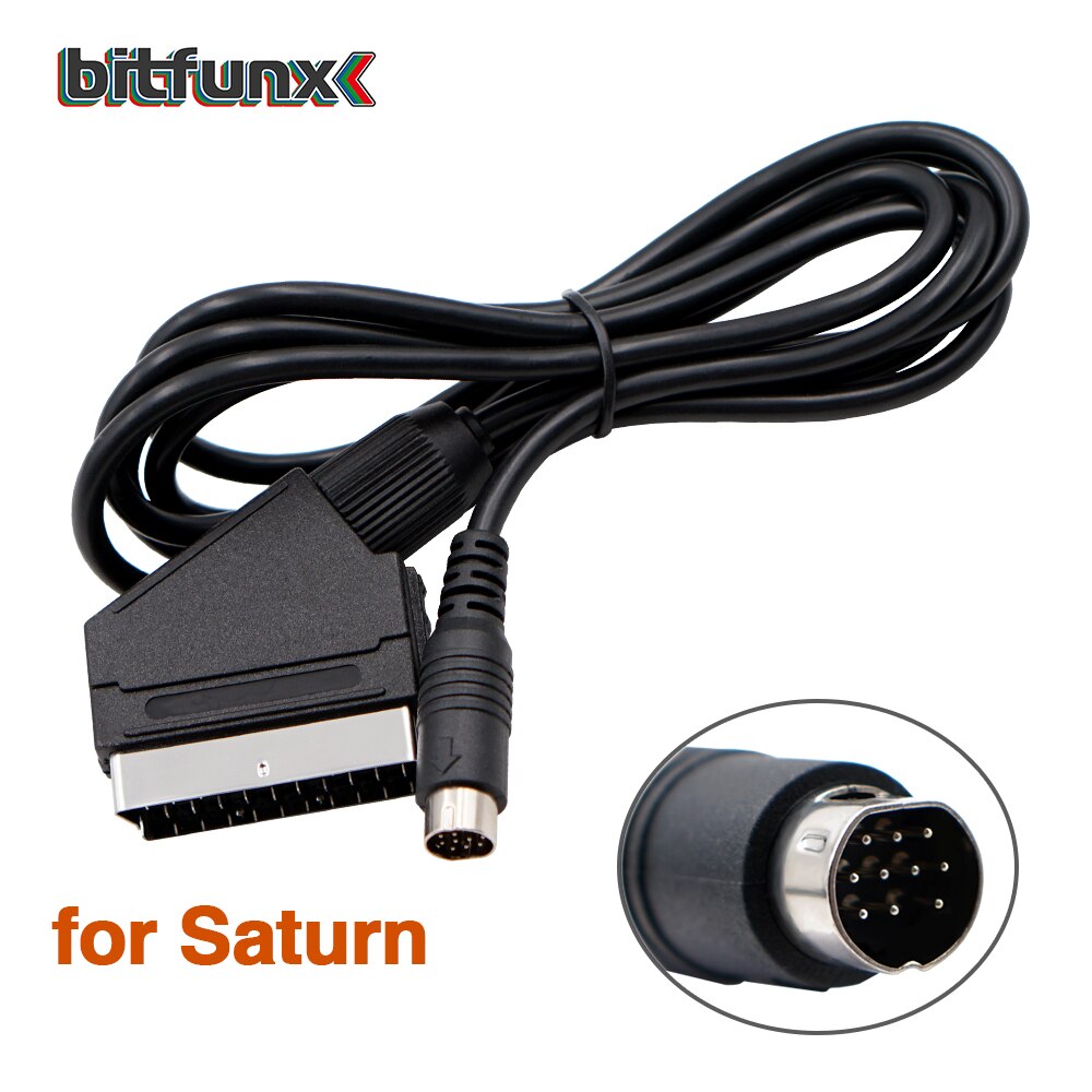 Bitfunx Scart Cable 1,8 m para PS2/PS1/Dreamcast/SEGA MD1/MD2Megadrive 1/Génesis 1/XBOX/WII/Saturn Video juego de Cable: for Saturn