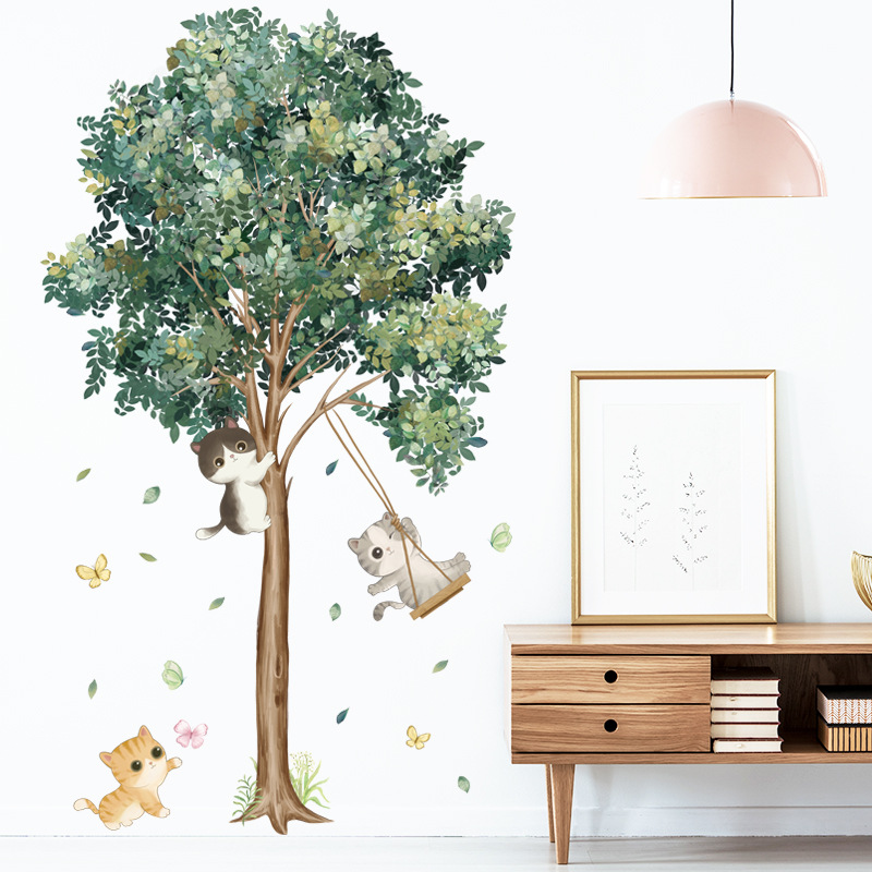 Pegatina Navidad Árbol Acuarela - Decoración De Pared Removible 59x47 Pulgadas