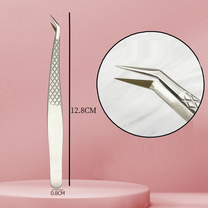Pinzas para pestañas postizas con punta de fibra nanométrica para extensión de pestañas, Mega volumen, punta cerrada perfecta, aislamiento de bota, herramientas de maquillaje para artistas: Rosa