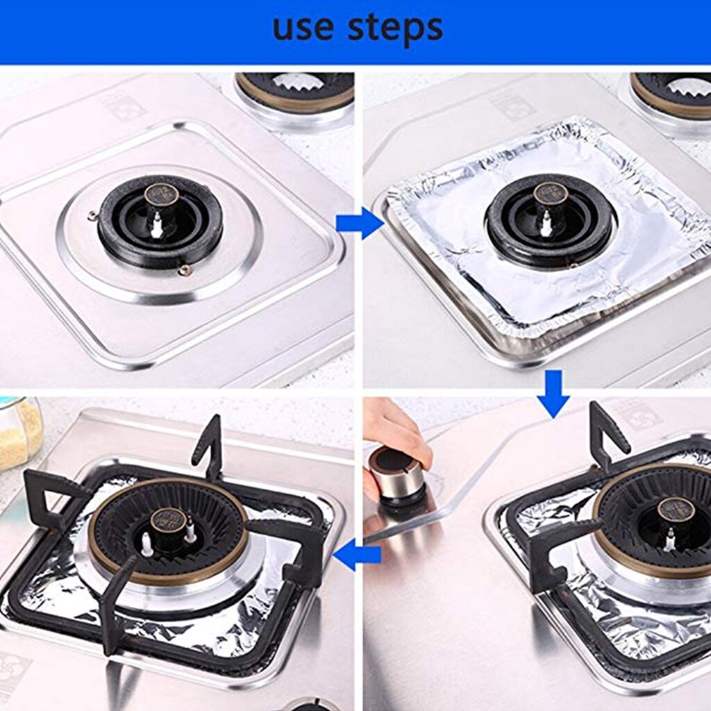 50 stuks wegwerpbare schoonmaakpads voor gasfornuizen, dikke folie, hittebestendige vetvrije foliebeschermers voor picknicks in de buitenlucht