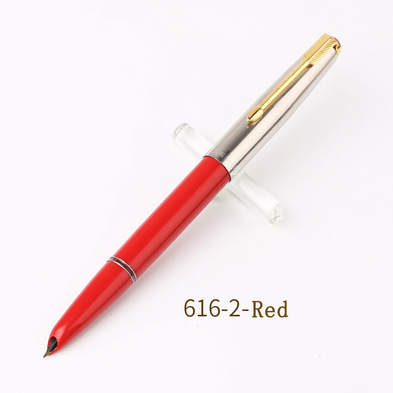 Authentic HERO 616 Classic Nostalgic Fountain Pen 616-2 Golden Clip / Cap Ink Pen Iridium Fine Nib 0.5mm for Student: 616-2 Red