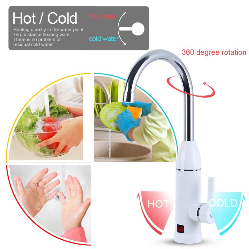 KBAYBO-grifo de agua instantáneo, calefacción en frío, sin depósito, calentador de agua instantáneo, grifo calentador de agua eléctrico de cocina
