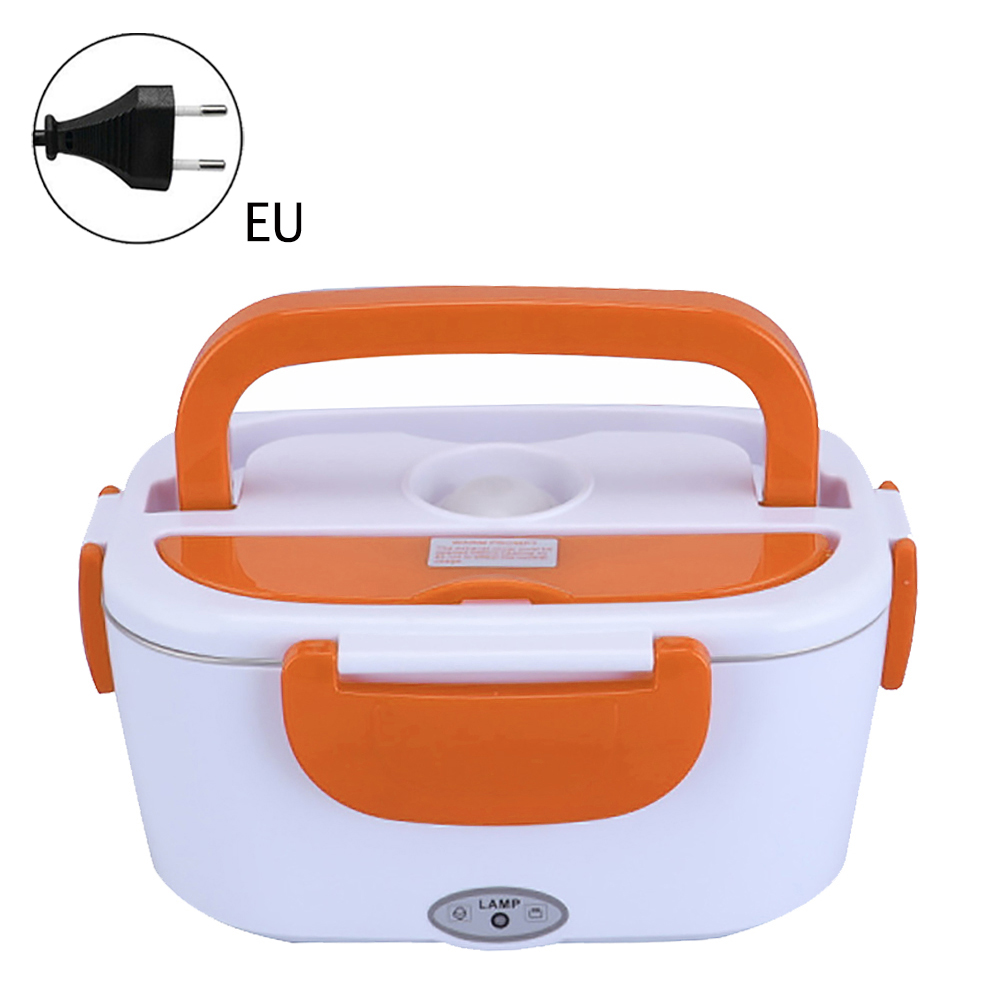 12V 220V 110V Rvs Elektrische Bento Lunchbox Weated Warme Auto Thermische Lunchbox Draagbare Voedsel Container kantoor School: Oranje / EU 220V