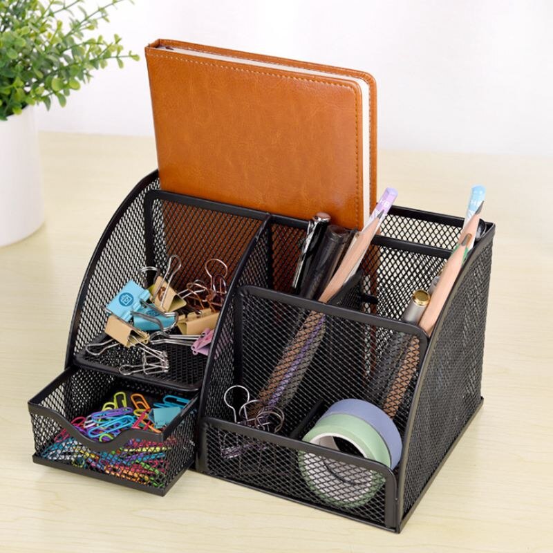 1pcs office stationery multi-function stationery pen holder grid storage box