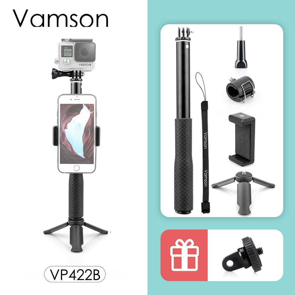 Vamson Voor Gopro Accessoires Statief Monopod Verstelbare Selfie Stick Voor Gopro Hero 10 9 8 7 6 5 Voor Xiaomi yi Sjcam Voor Telefoon: VP422B