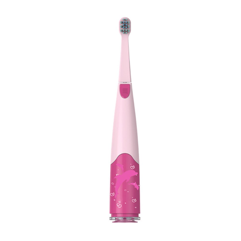 Kids Waterproof Sonic Vibration Gums Care Oral Cleaning Electric Toothbrush suction cup placed stably perfect for children: Pink
