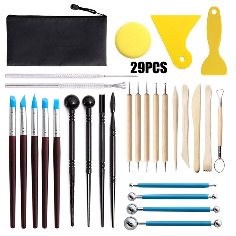 29 Pcs/Set Clay Modeling Tools Kit Clay Dotting Sculpting Tool for DIY Pottery Crafts Nail Drawing Baking 87HA