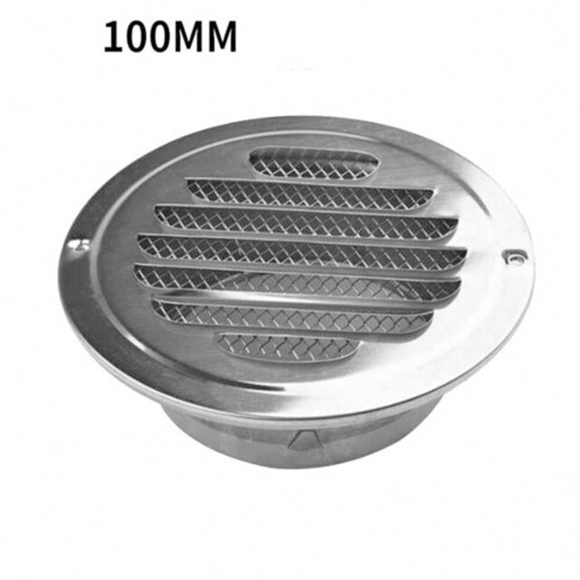 80mm/100mm/120mm Flat Round Air Vent Grill Stainless Steel Cover Louver Air Vent Silver Thicken Anti Mosquito Air Vent: 100mm