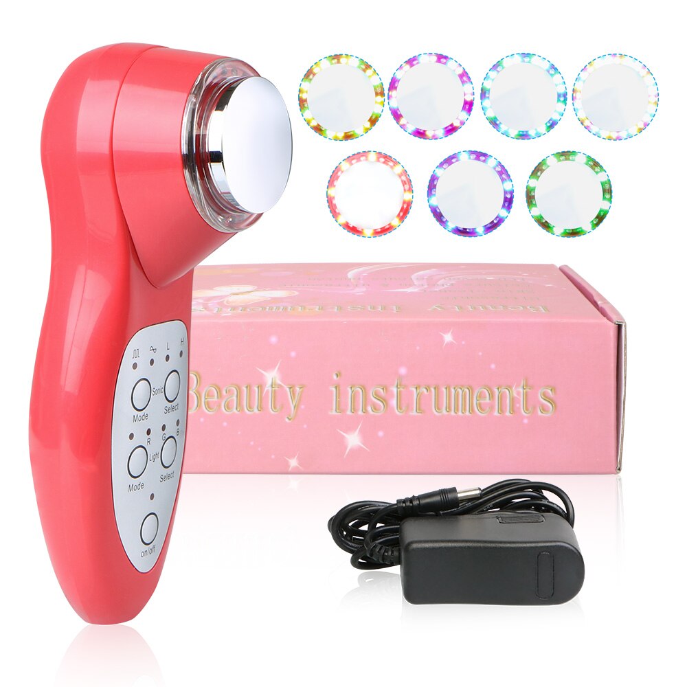7 Colors Facial Skin Lifting Ultrasound 3Mhz Ultrasonic Blue Red Led Photon Skin Beauty Skin Rejuvenation Machine Home Usse