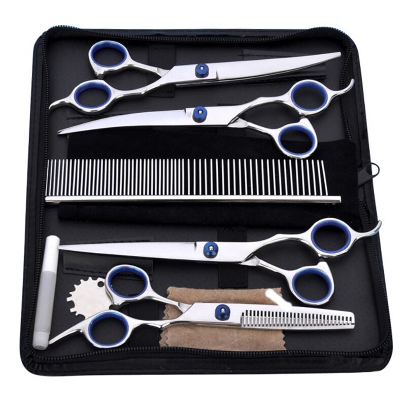 Set de tijeras de belleza 8/9 Uds. Para peluquería de acero inoxidable, herramientas para corte de pelo, peluquero de espalda, tijeras de peluquería para perros sin cable: B