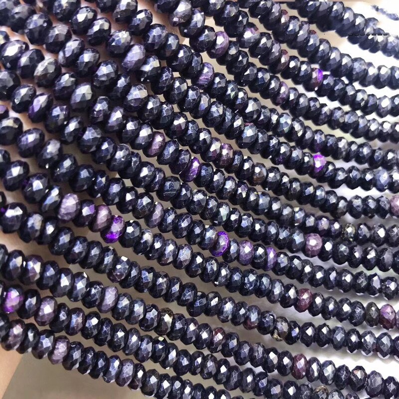 Sugilite schwarz lila roundel faceted 3*6mm 36cm für DIY schmuck machen lose perlen FPPJ natur edelstein