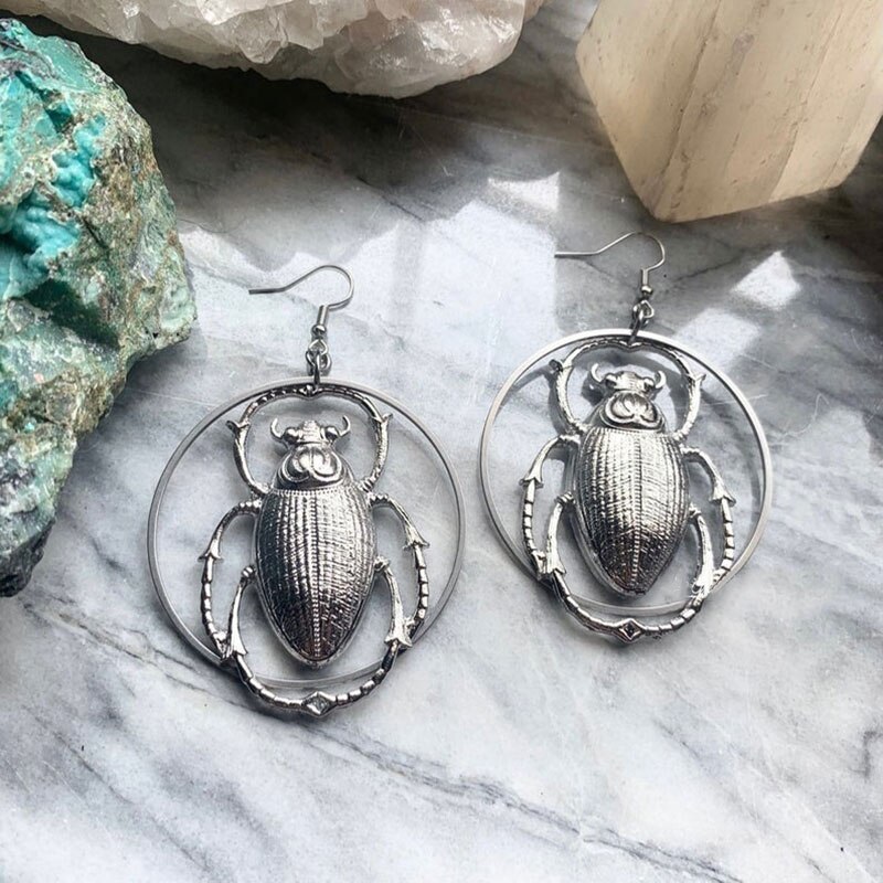 Beetle Earrings Jeweled Bug Jewelry Scarab Entomologist Insect Crystal Earrings: 3