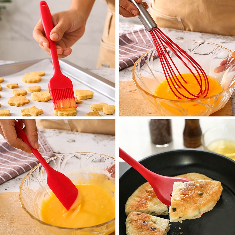 Silicone Kitchen Utensils Set 5/10 Pcs Not-Stick Cooking Tools Spoon Spatula Ladle Egg Beaters Kitchen Accessories Baking Tools