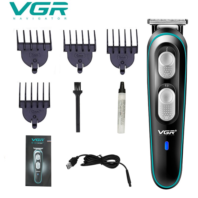 Vgr Professionele Kapper Tondeuse Oplaadbare Tondeuse Voor Mannen Baard Trimer Haar Snijmachine T-Mes Kapsel Tool: V-055 with box