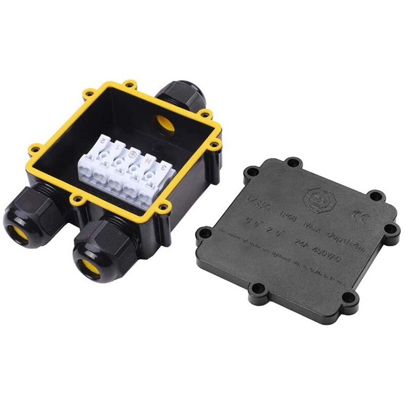 Waterproof Junction Box, IP68 Junction Box Waterproof Outside 3 Way Junction Box Waterproof for Garden Lighting LED