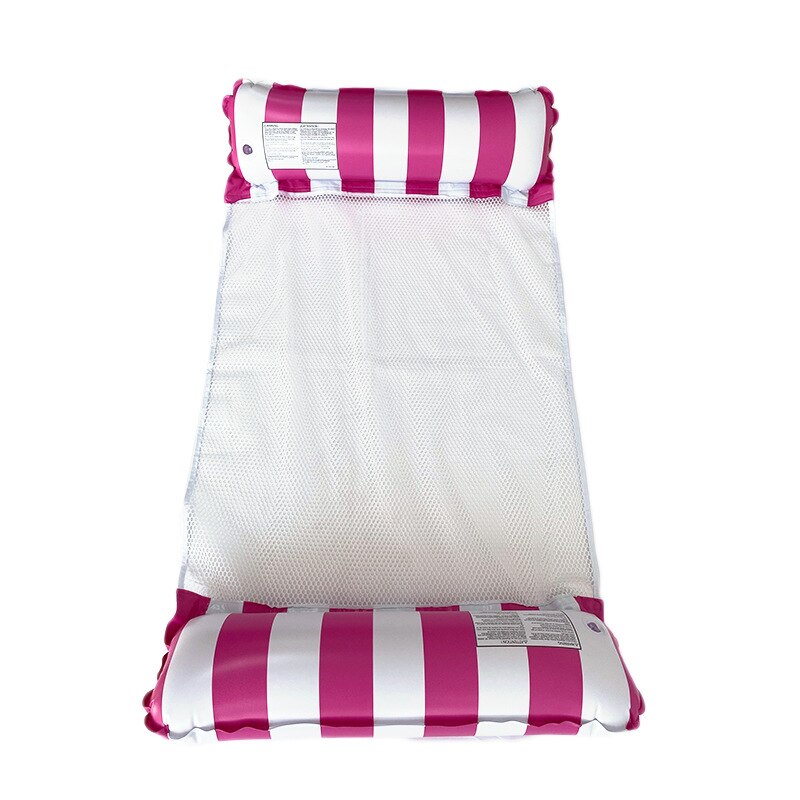 Opblaasbare Hammick Opblaasbare Drijvende Rij Water Hangmat Multifunctionnal Float Pool Bed Zwembad Water Sport Accessoire: Striped rose red