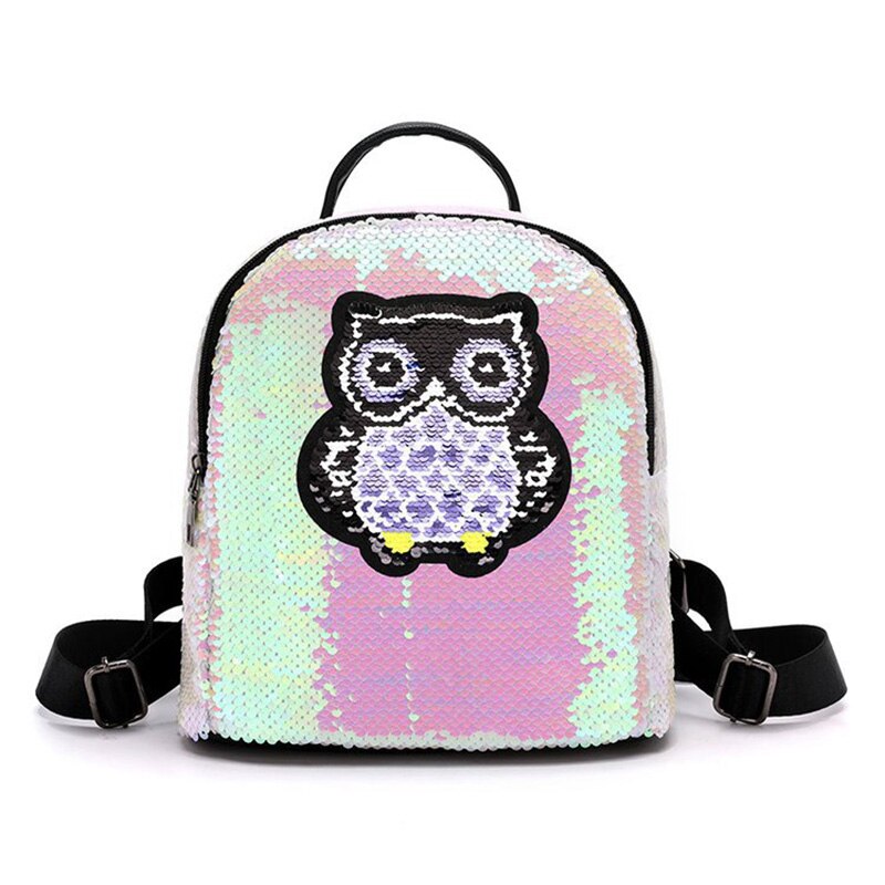 Jzyzqbx Mooie Uil Schooltas Veranderen Kleur Pailletten Rugzak Kinderen Plecak School Rugzak Voor Meisjes Kids Boek Tas: 1 school bag