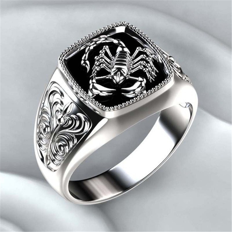 Gothic Men's 316L Stainless Steel Scorpio Embossed Ring for Punk Party Jewelry Anniversary