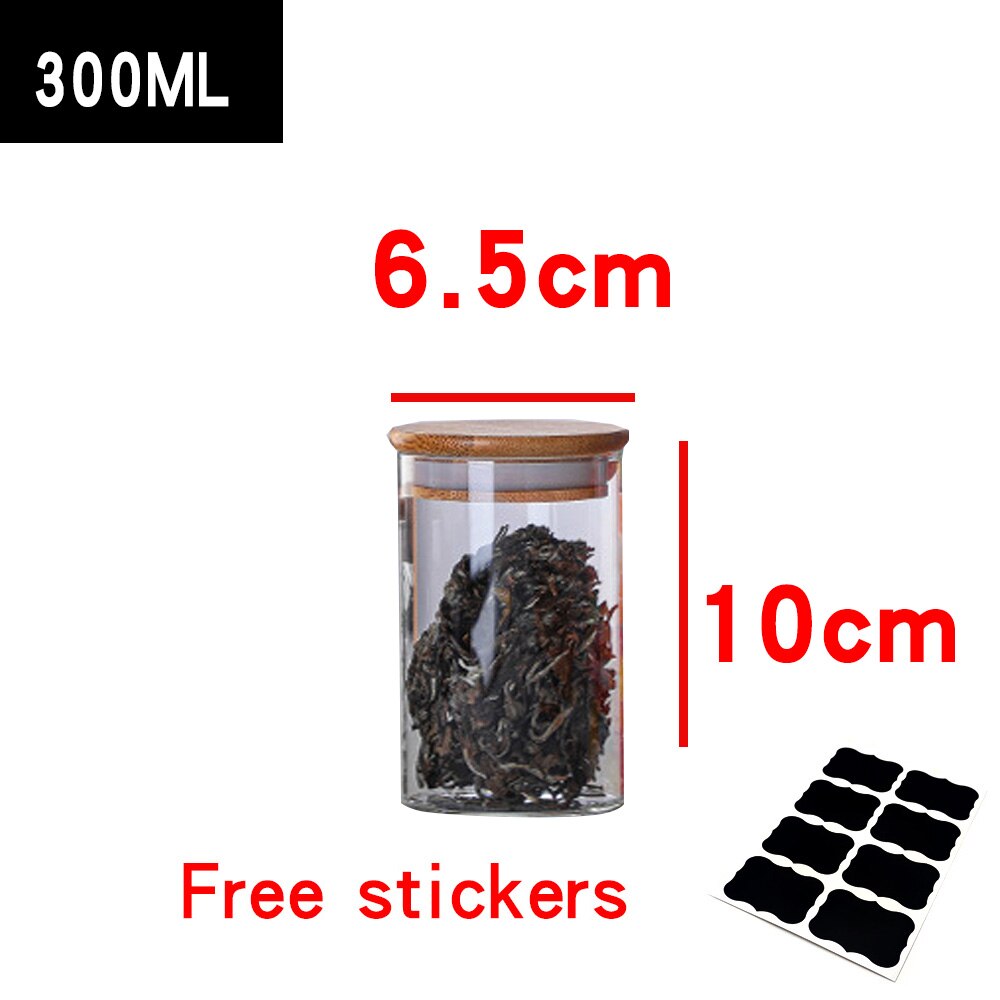 Glass Containers Food Glass Jars and Lids Glass Jar with Lid Kitchen Storage Box Organization Containers Bottle Spice Boats: 300ML