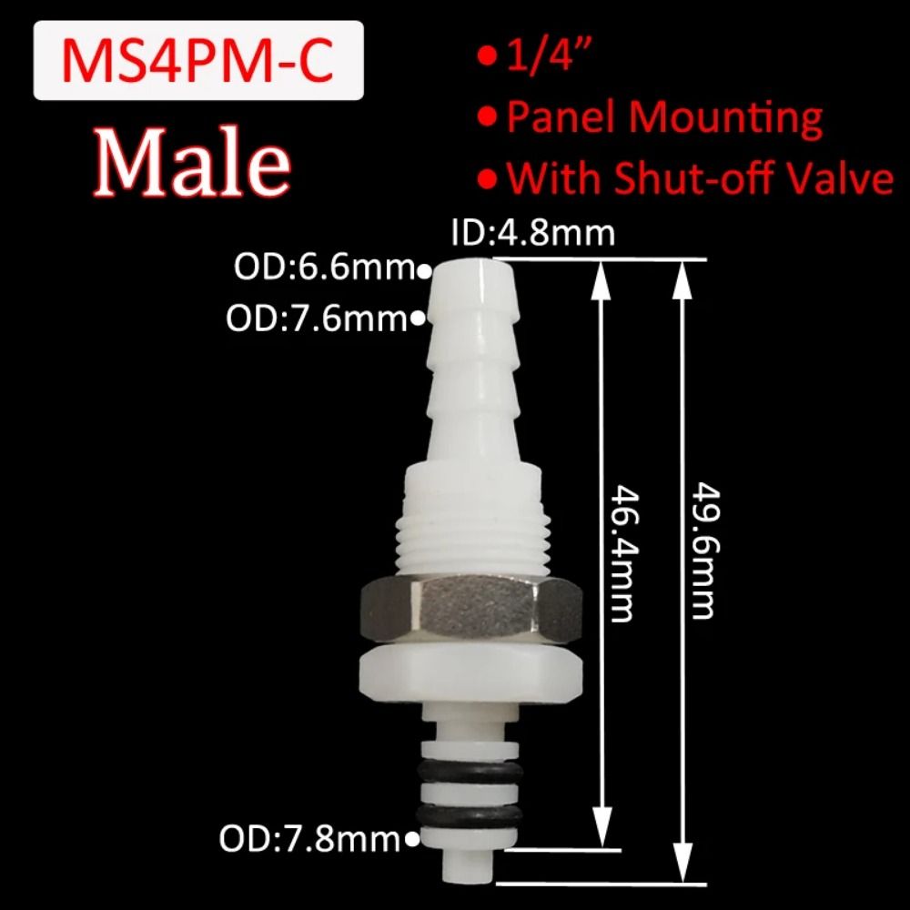 Plastic Disconnect Fitting Coupling Hose Joint Quick Shut-Off Tube Connector Hose Barb Valved Male Female 3/16 1/4 Quick Coupler: Gold