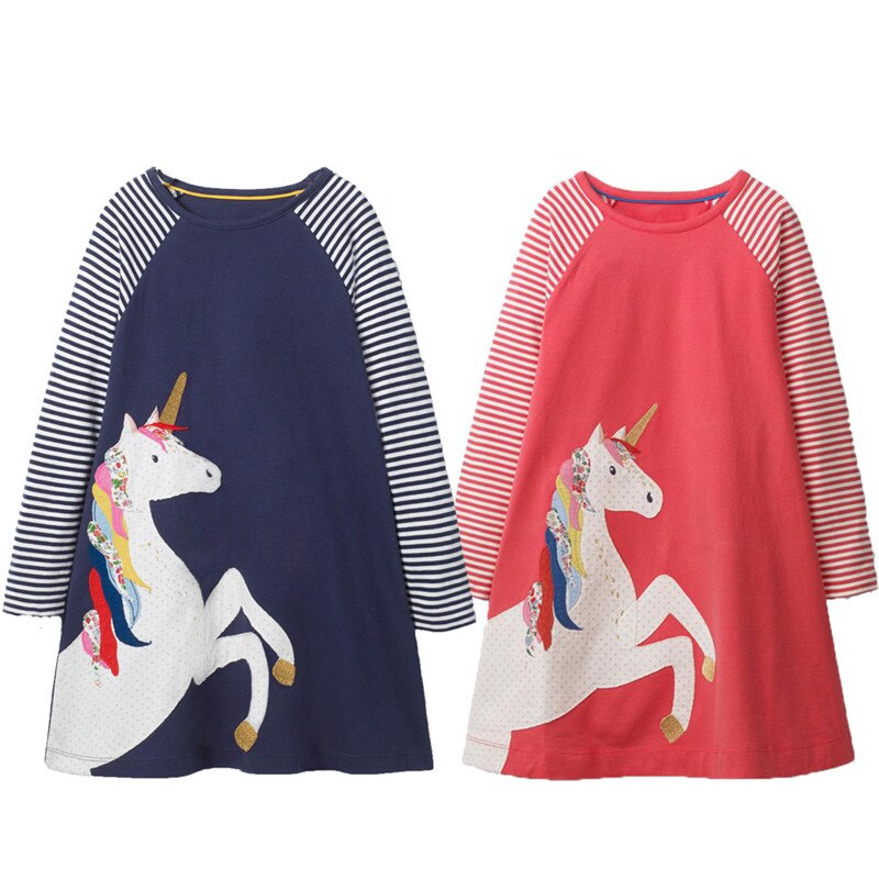 Enfant en bas âge enfants bébé filles mignon Animal dessin animé décontracté à manches longues rayé robe royaume-uni