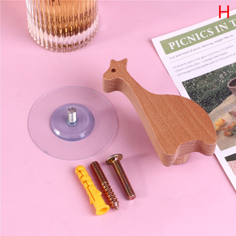 Solid Wood Wall Mounted Hook Towels Coat Bags Clothes Storage Hook Self Adhesive Wall Hanger Mounted Children Room Storage Rack: H