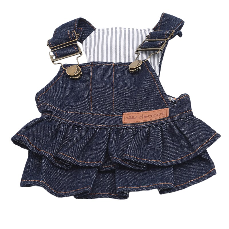 Dog Clothes Three Color Denim Skirt Fashionable Tutu Teddy Youth Beautiful Casual Pet Small Dog Cute Clothes: deep blue