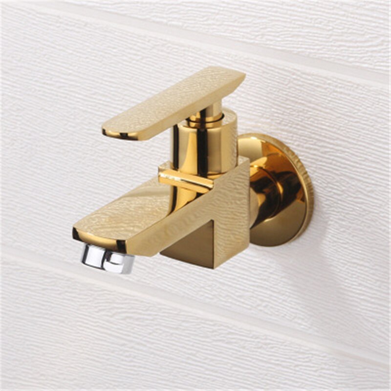 Grifos fríos individuales para baño y hogar, llave de baño de latón para montaje en pared, grifo decorativo para jardín al aire libre, negro, apertura rápida, wc
