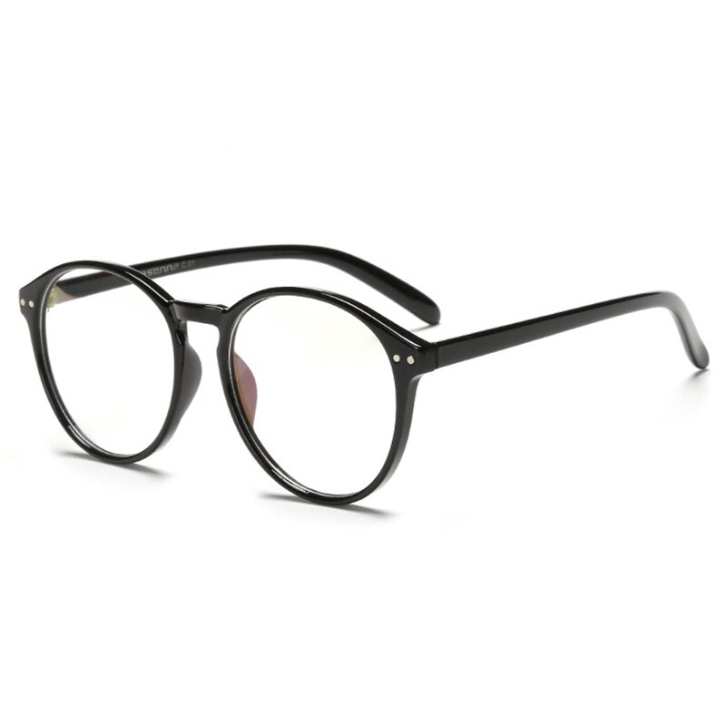 UVLAIK-Montura de lentes ópticos transparentes para hombre y mujer, anteojos redondos Retro hechos a mano, con lentes transparentes circulares: Black