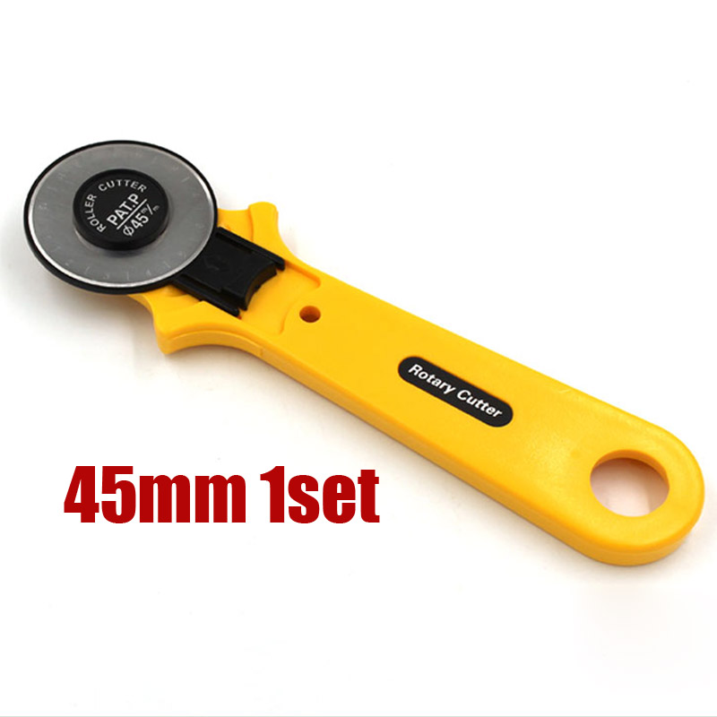 Cortador rotativo de 28mm, 45mm, hoja de corte Circular, rueda de rodillo de retazos, cuchillo redondo, tela de cuero, cortador artesanal, accesorios de costura DIY: Amarillo claro